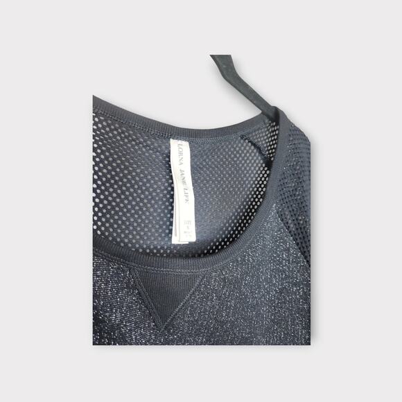 Lorna Jane Life Active Black Silver Sparkle Sweater Mesh Net Back Women's Small - Picture 3 of 7